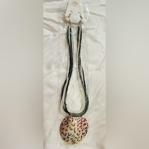 Cheetah Seashell Animal Print Necklace and Earring Set